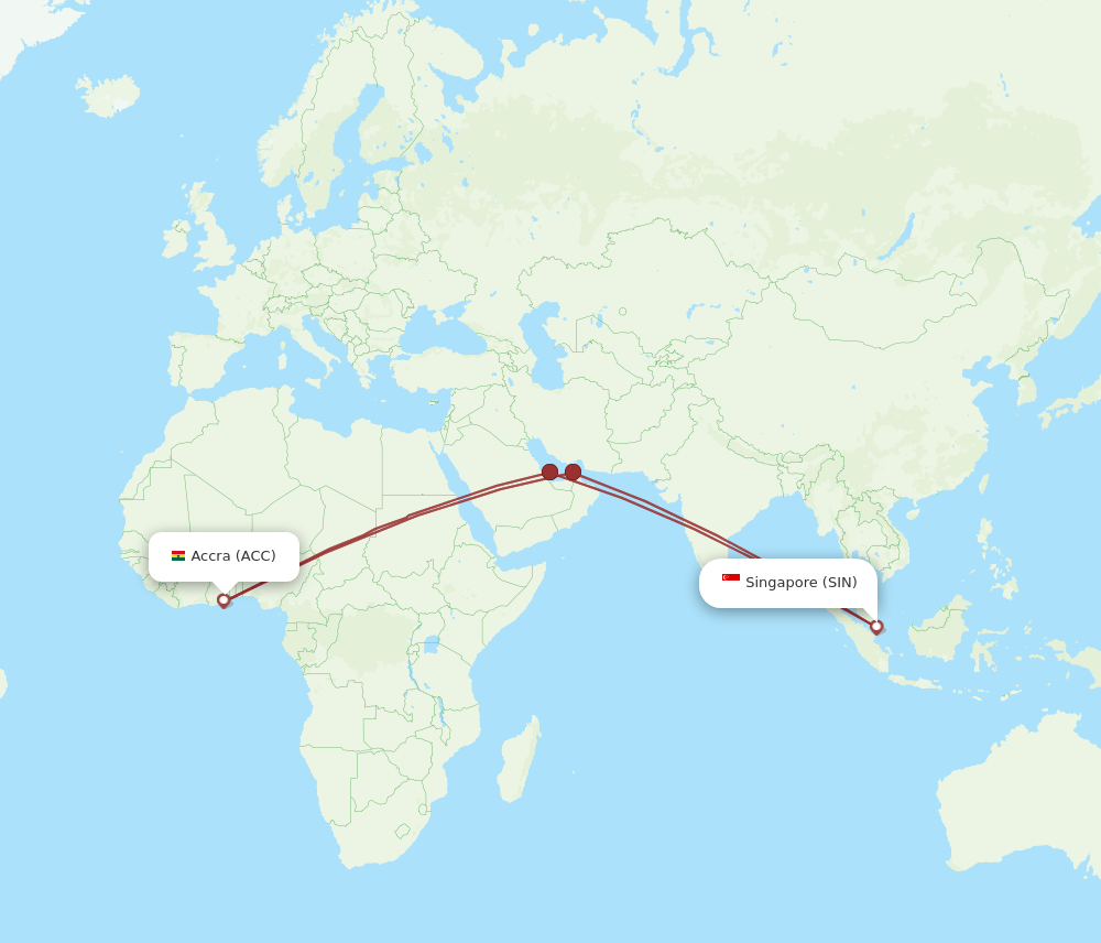 SIN-ACC flight routes