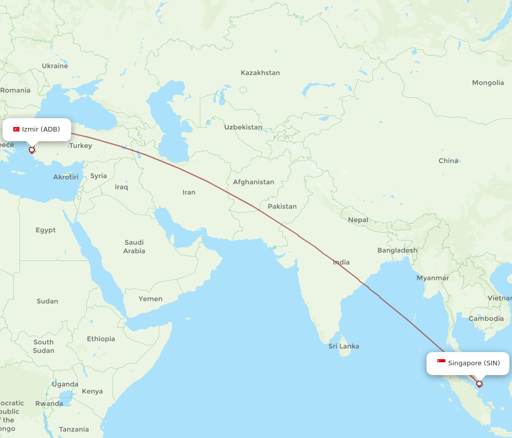 SIN-ADB flight routes