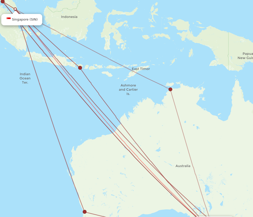 SIN to ADL flights and routes map