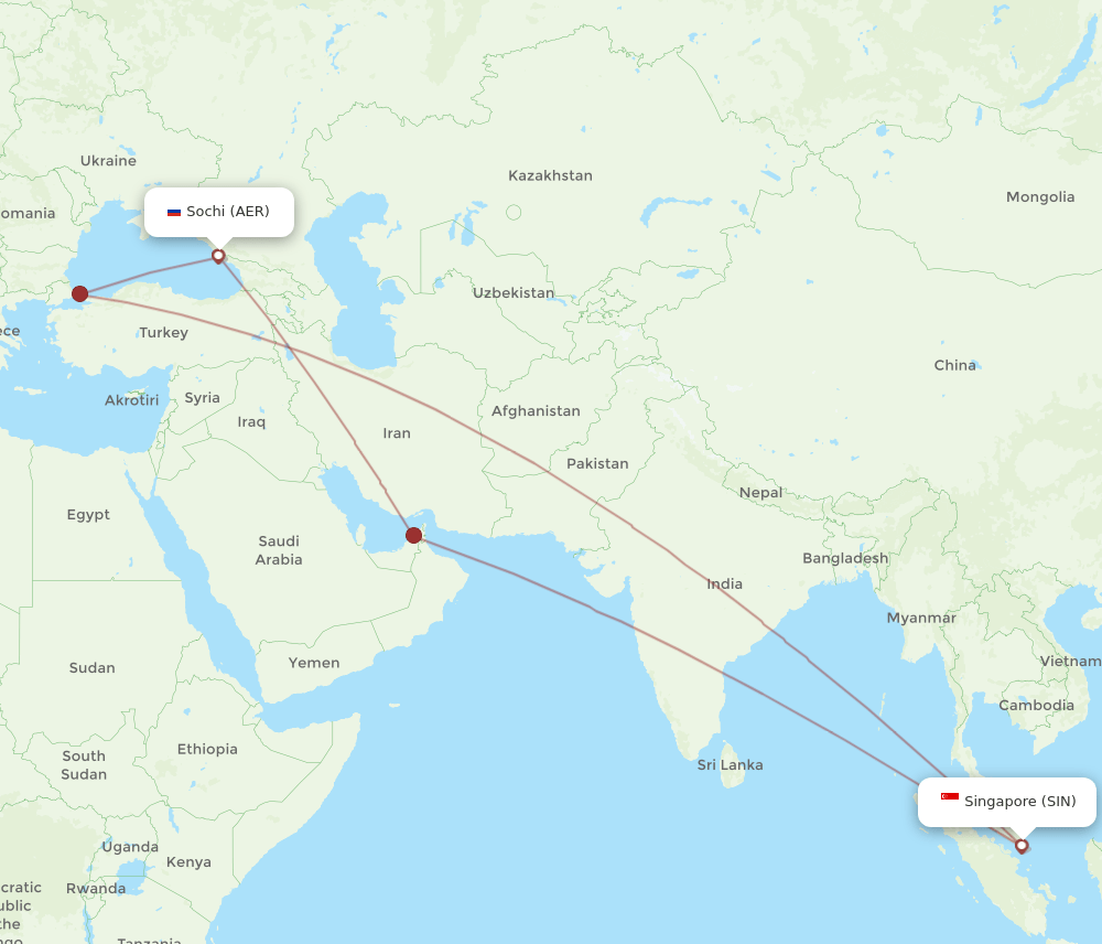 SIN-AER flight routes