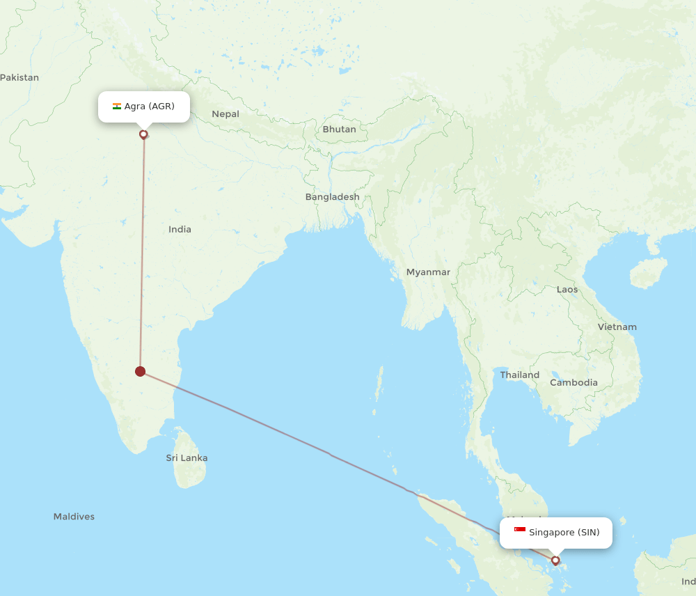 SIN-AGR flight routes