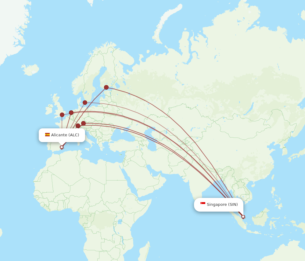 SIN to ALC flights and routes map