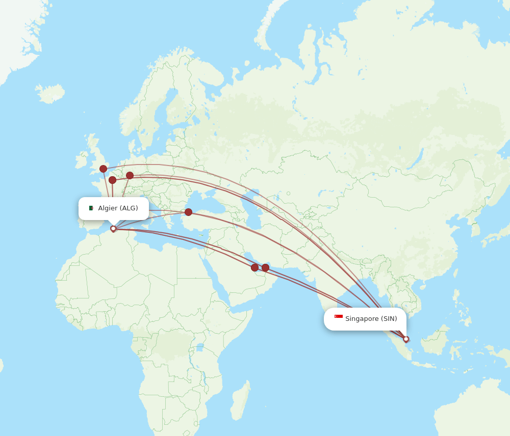 SIN-ALG flight routes