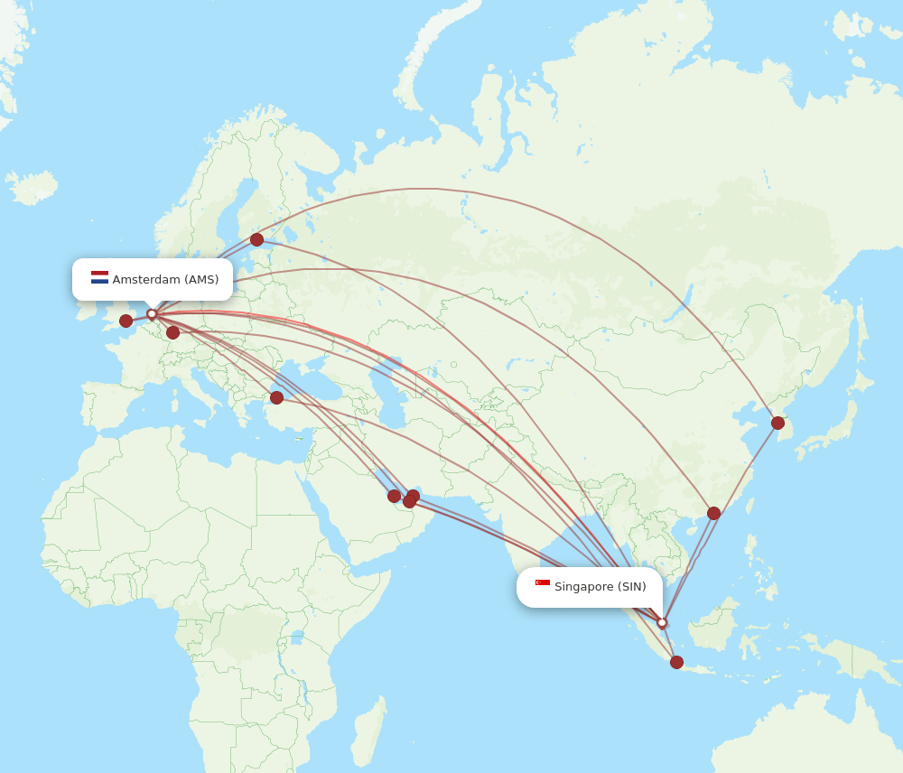 SIN-AMS flight routes