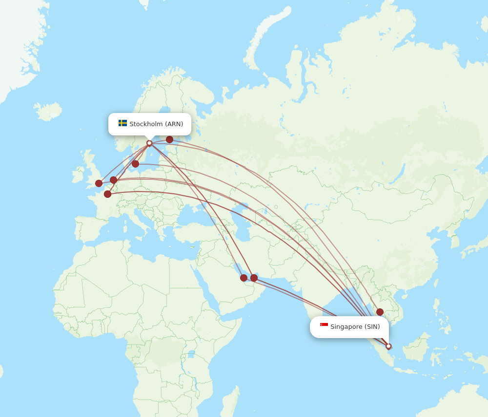 SIN-ARN flight routes