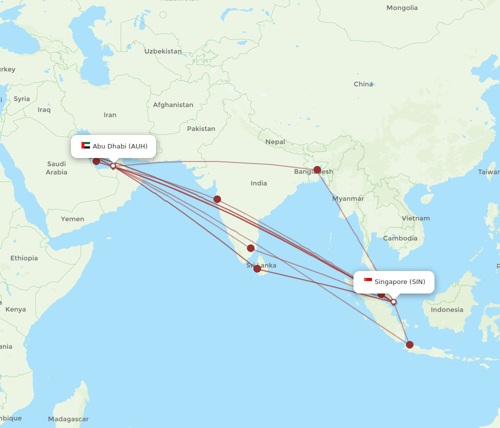 SIN-AUH flight routes