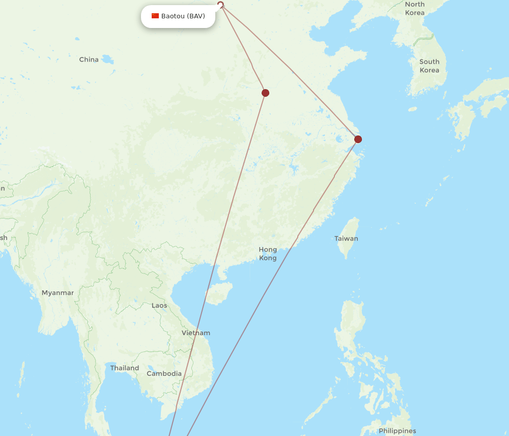 SIN-BAV flight routes