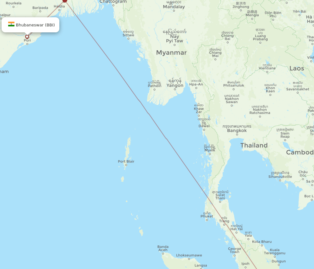 SIN-BBI flight routes
