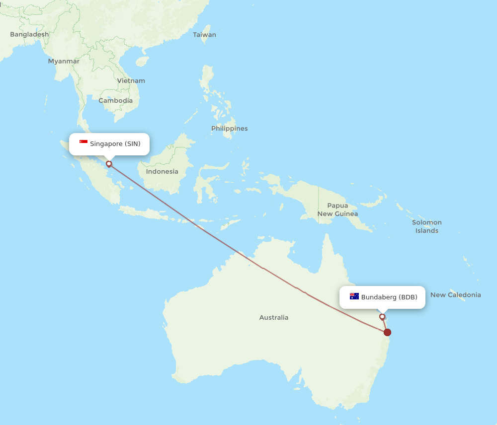 SIN-BDB flight routes