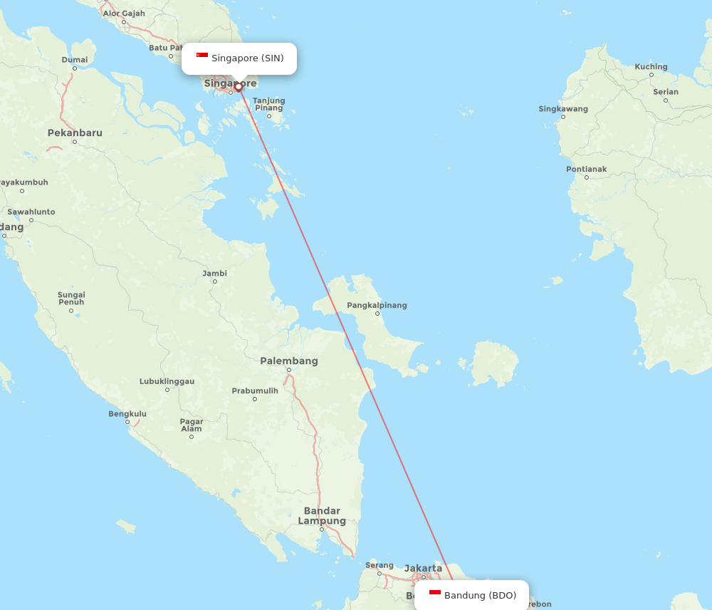 SIN to BDO flights and routes map