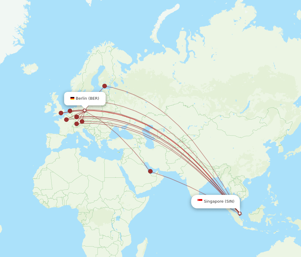 SIN-BER flight routes