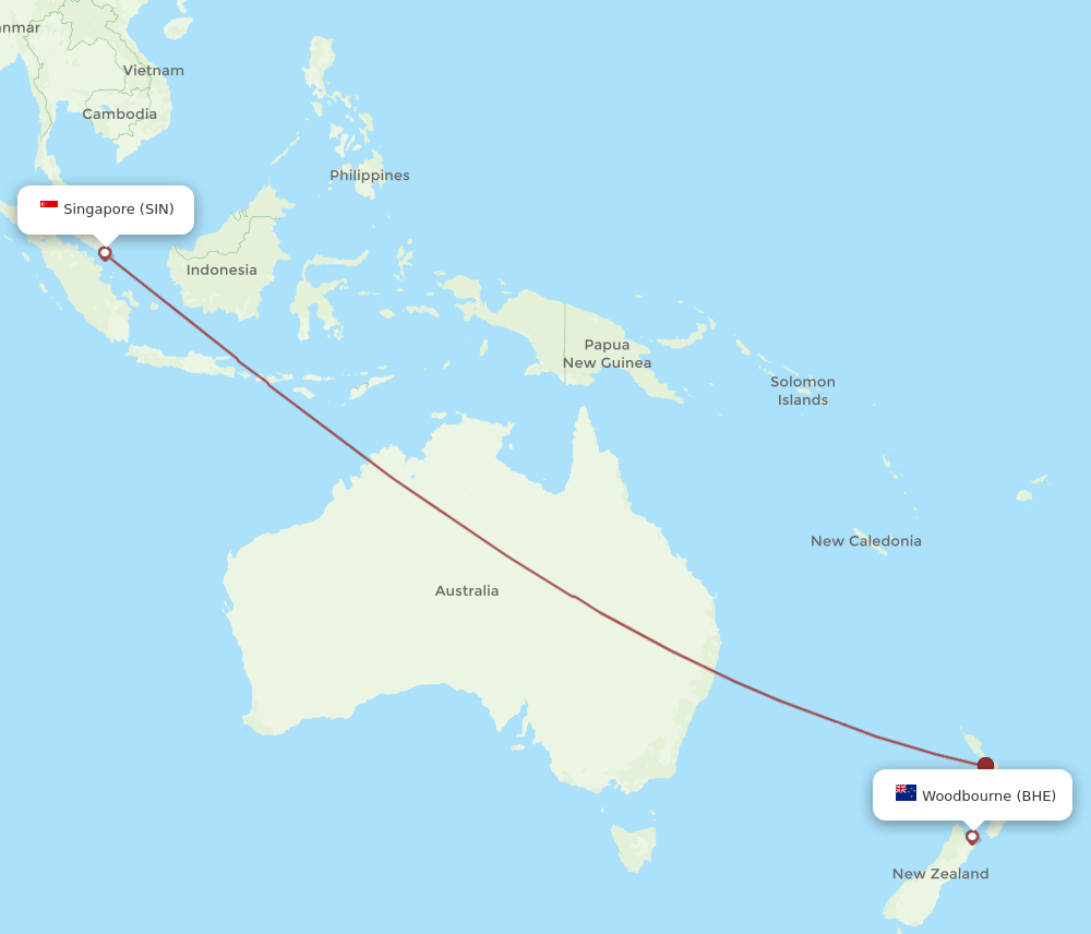 SIN-BHE flight routes