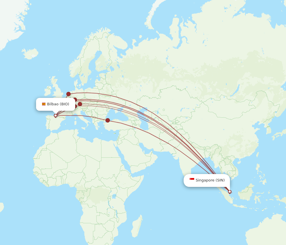 SIN-BIO flight routes