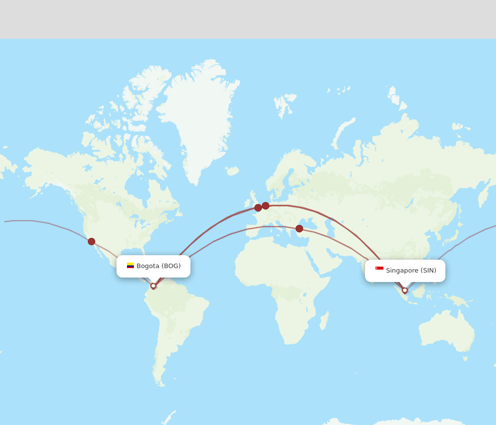 SIN-BOG flight routes