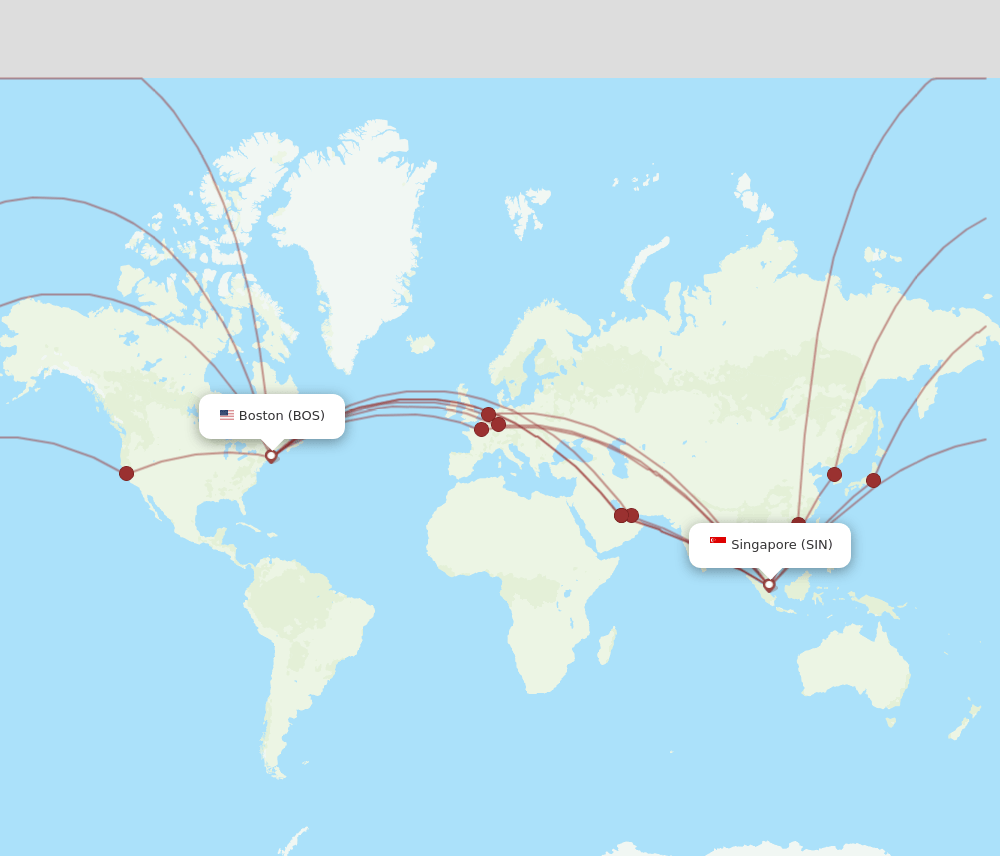 SIN-BOS flight routes