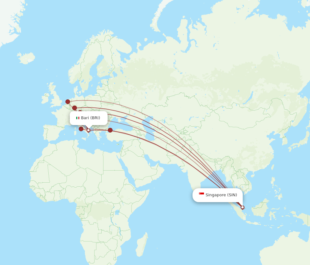 SIN-BRI flight routes