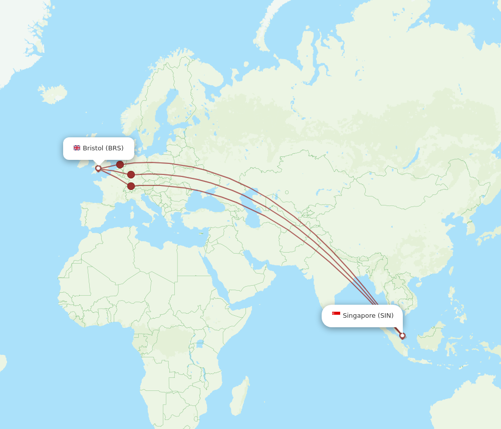 SIN to BRS flights and routes map