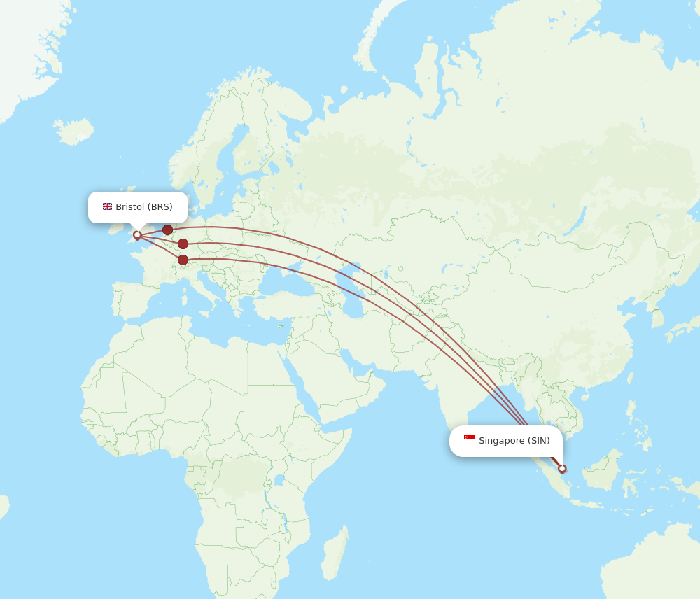 SIN-BRS flight routes