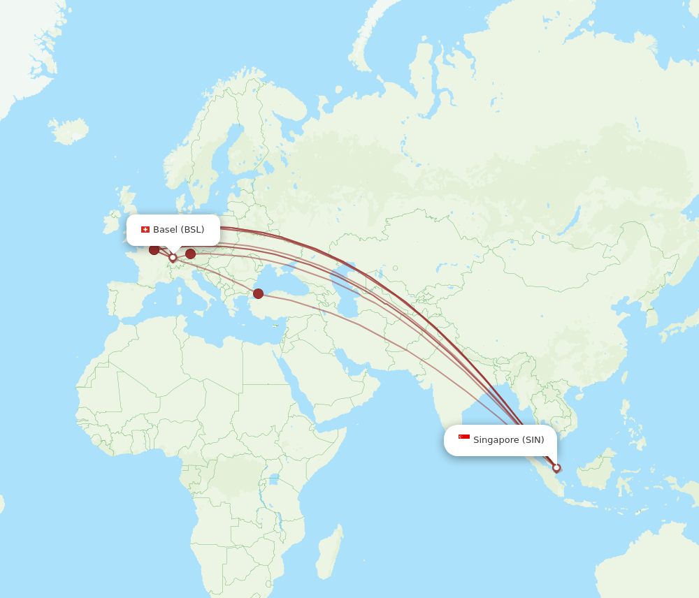 SIN-BSL flight routes