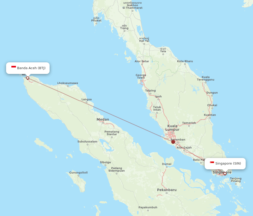 SIN-BTJ flight routes