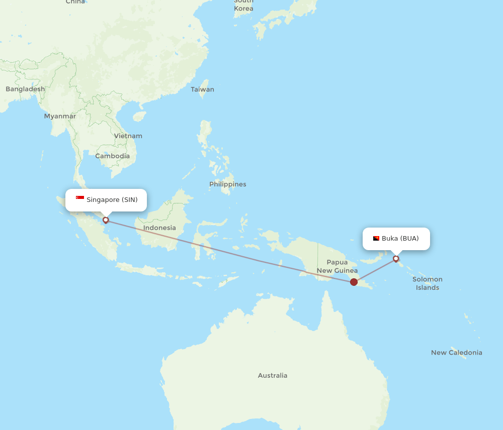 SIN-BUA flight routes