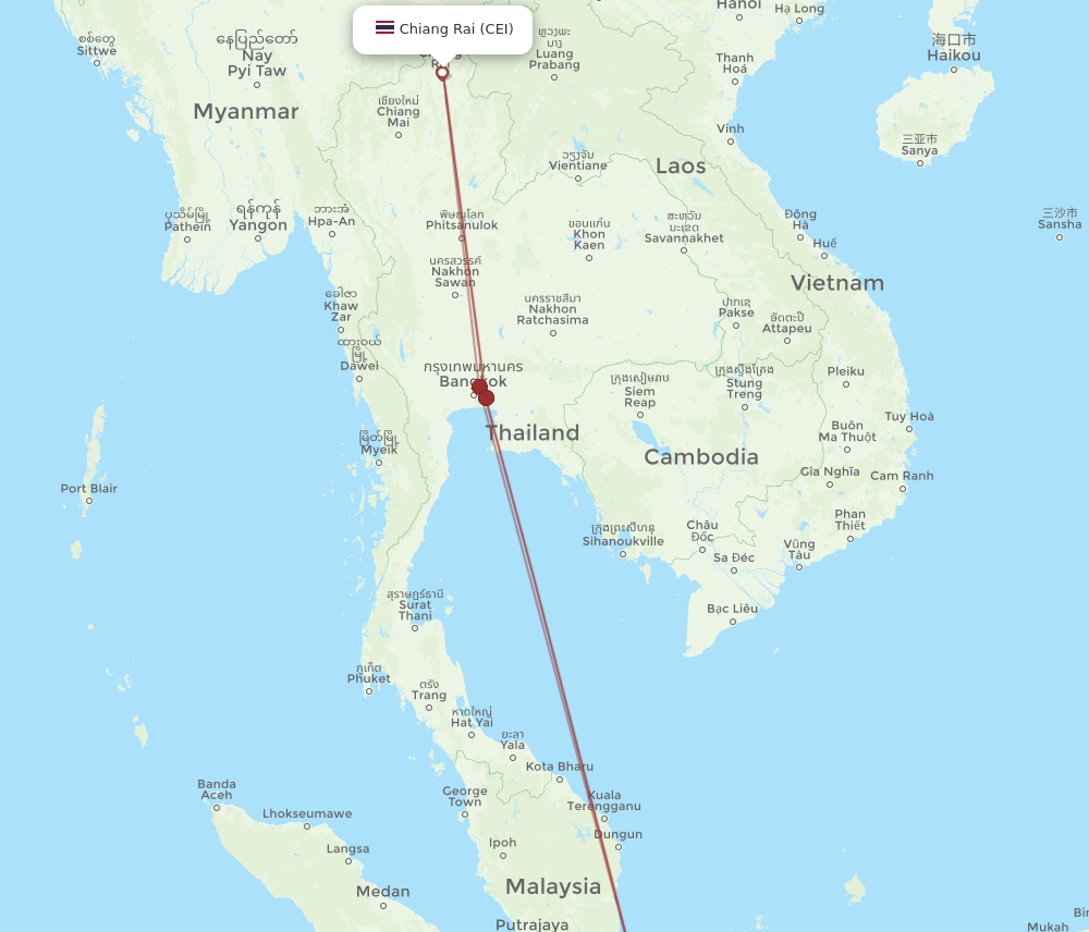 SIN to CEI flights and routes map