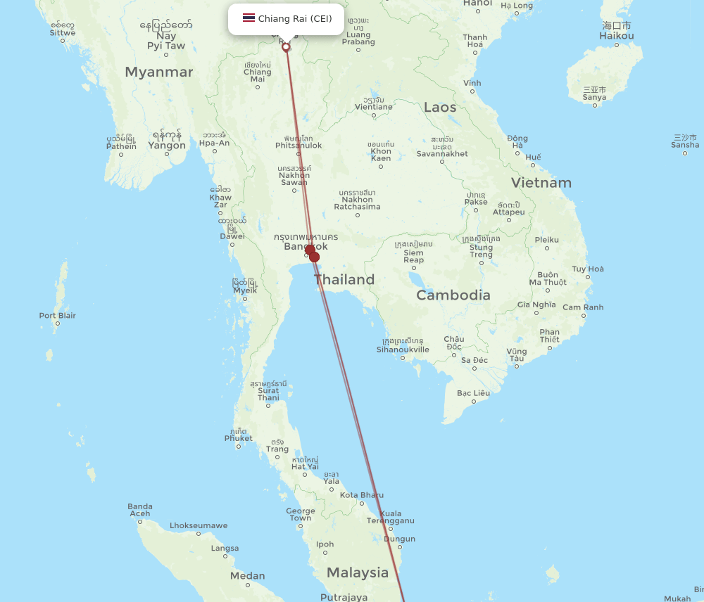SIN-CEI flight routes
