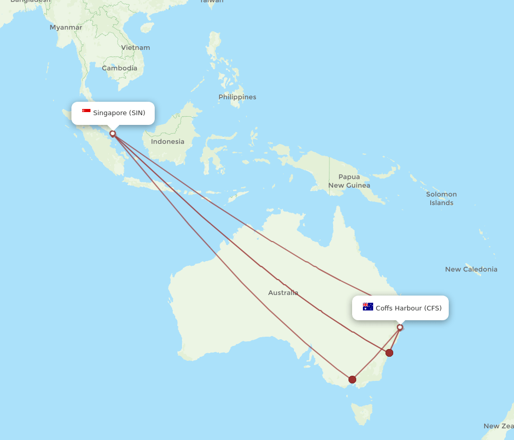 SIN-CFS flight routes
