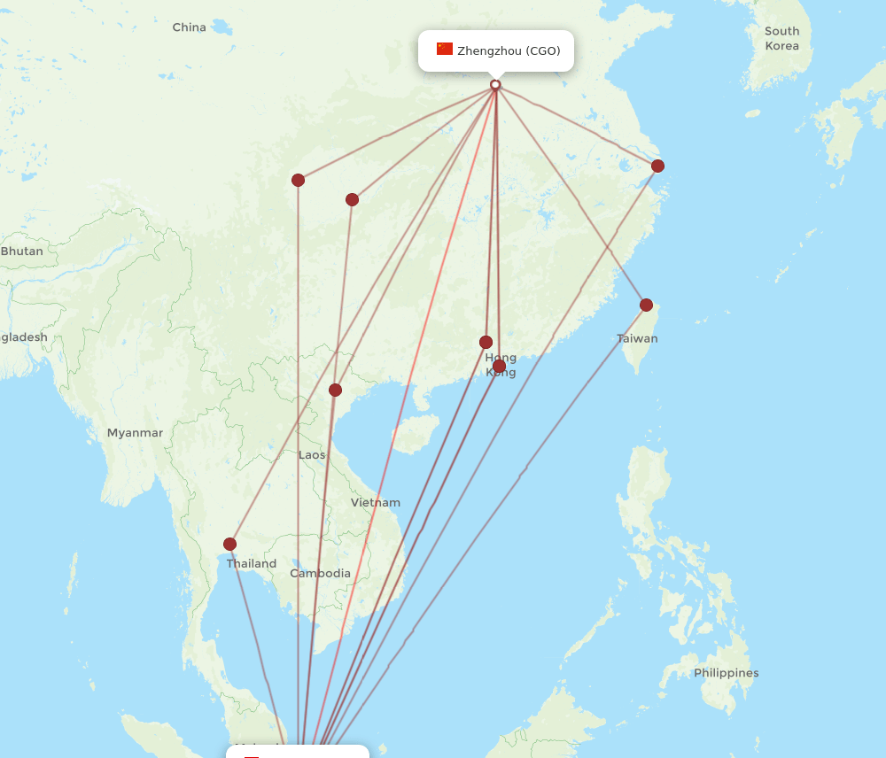 SIN to CGO flights and routes map