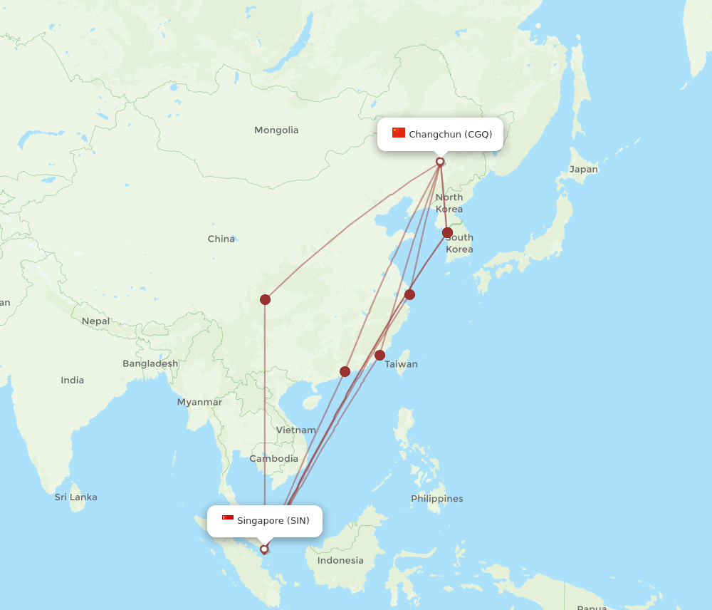 SIN-CGQ flight routes