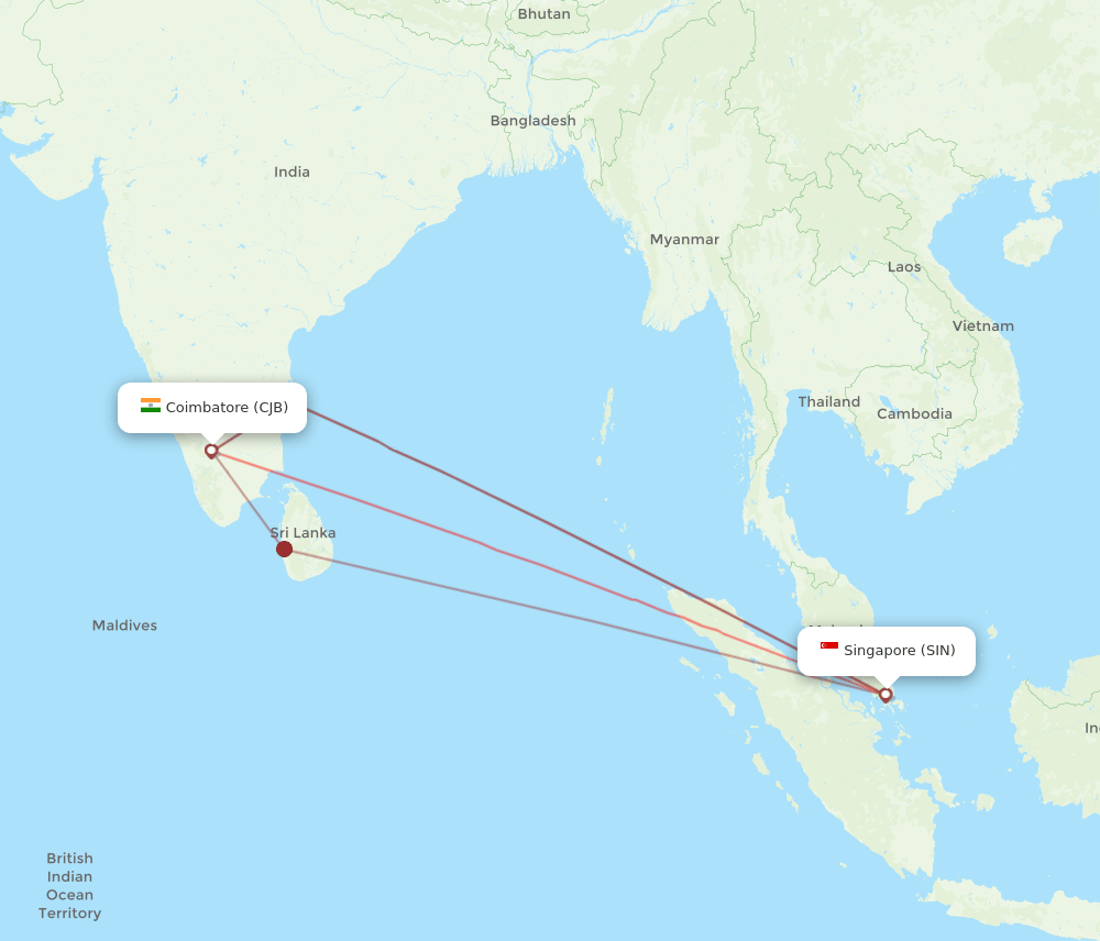 SIN-CJB flight routes
