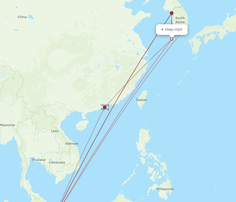 SIN to CJU flights and routes map