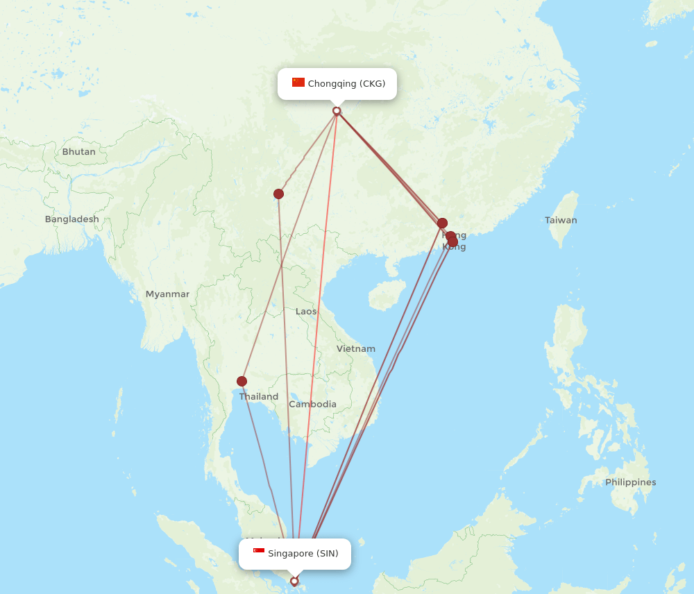 SIN-CKG flight routes