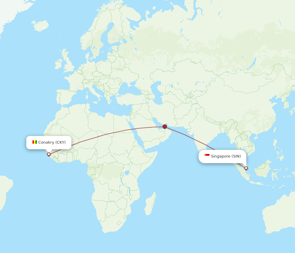 SIN-CKY flight routes