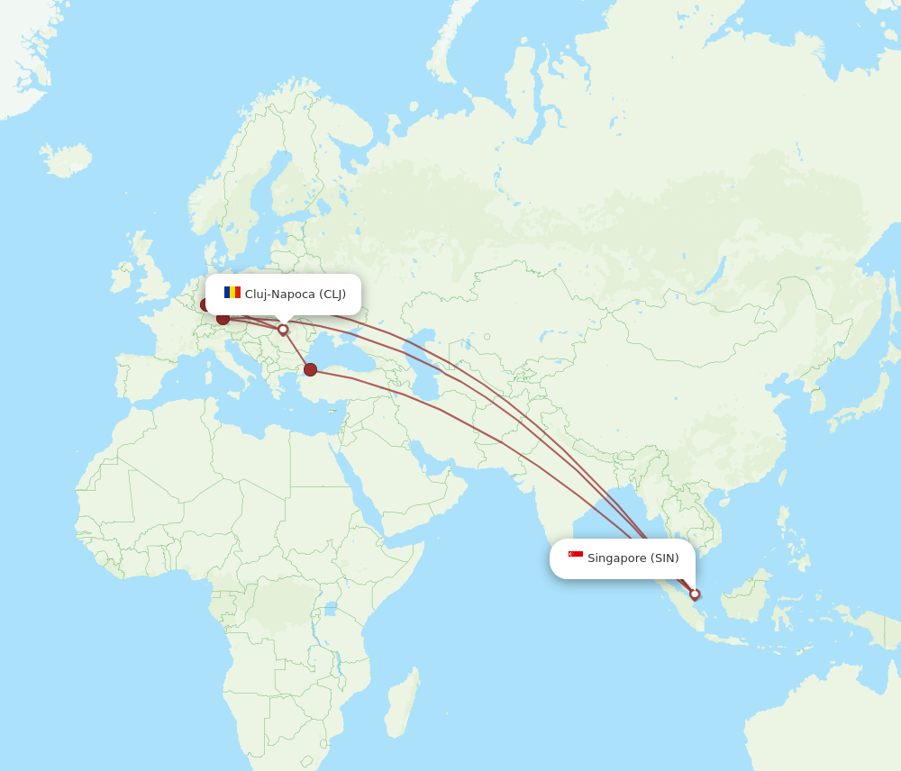 SIN-CLJ flight routes