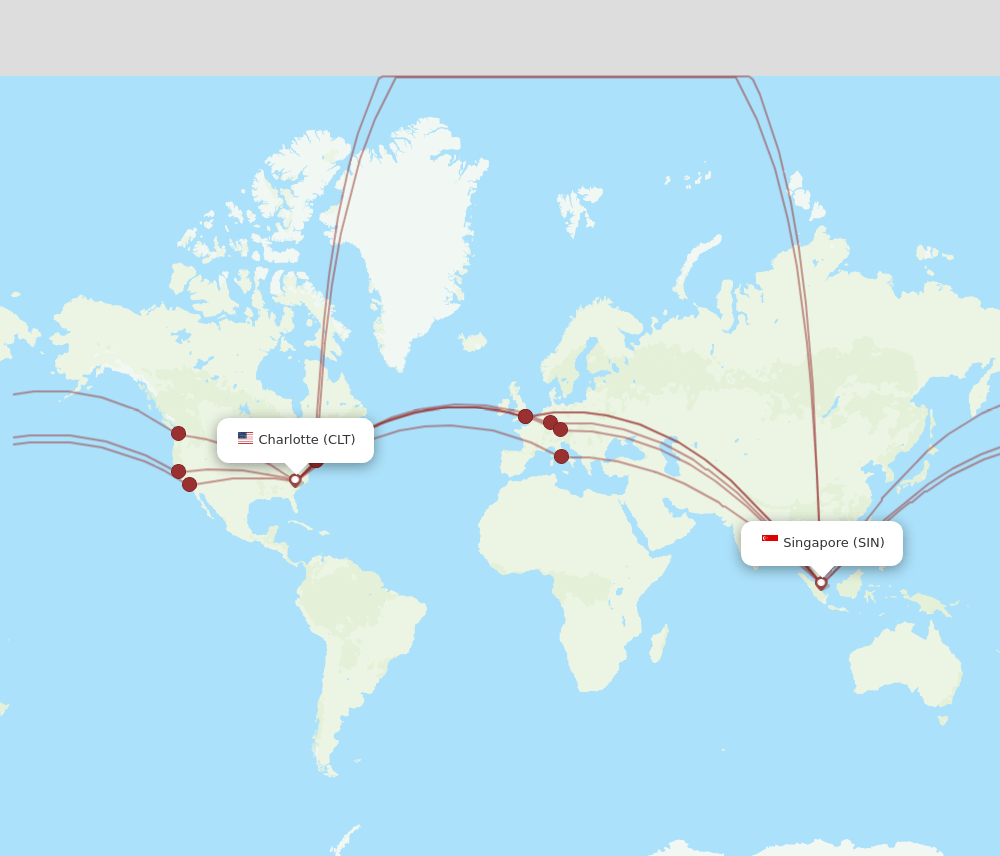 SIN-CLT flight routes