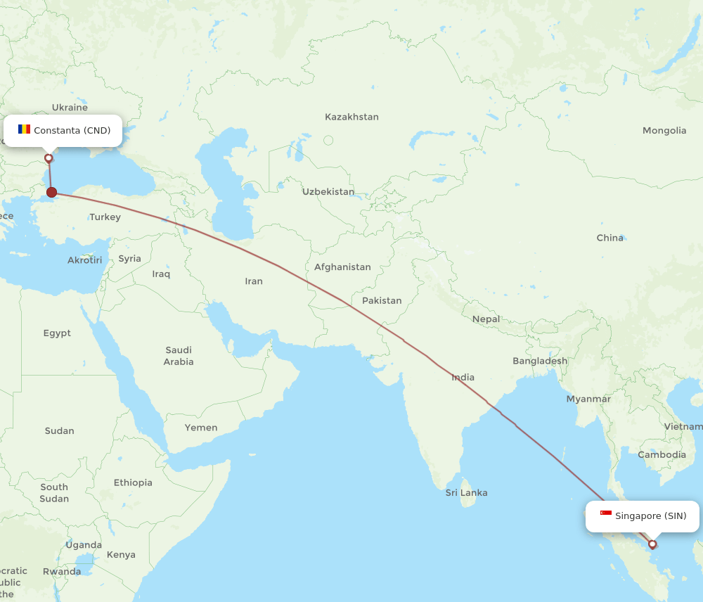 SIN-CND flight routes
