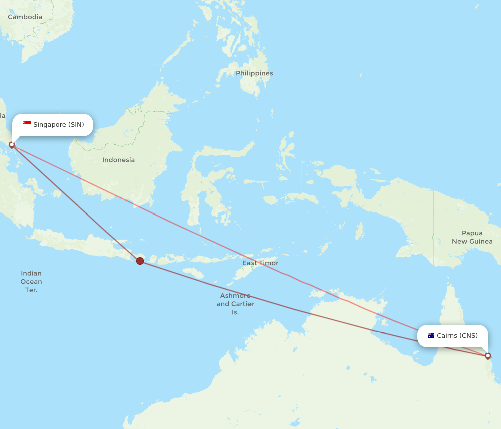 SIN to CNS flights and routes map