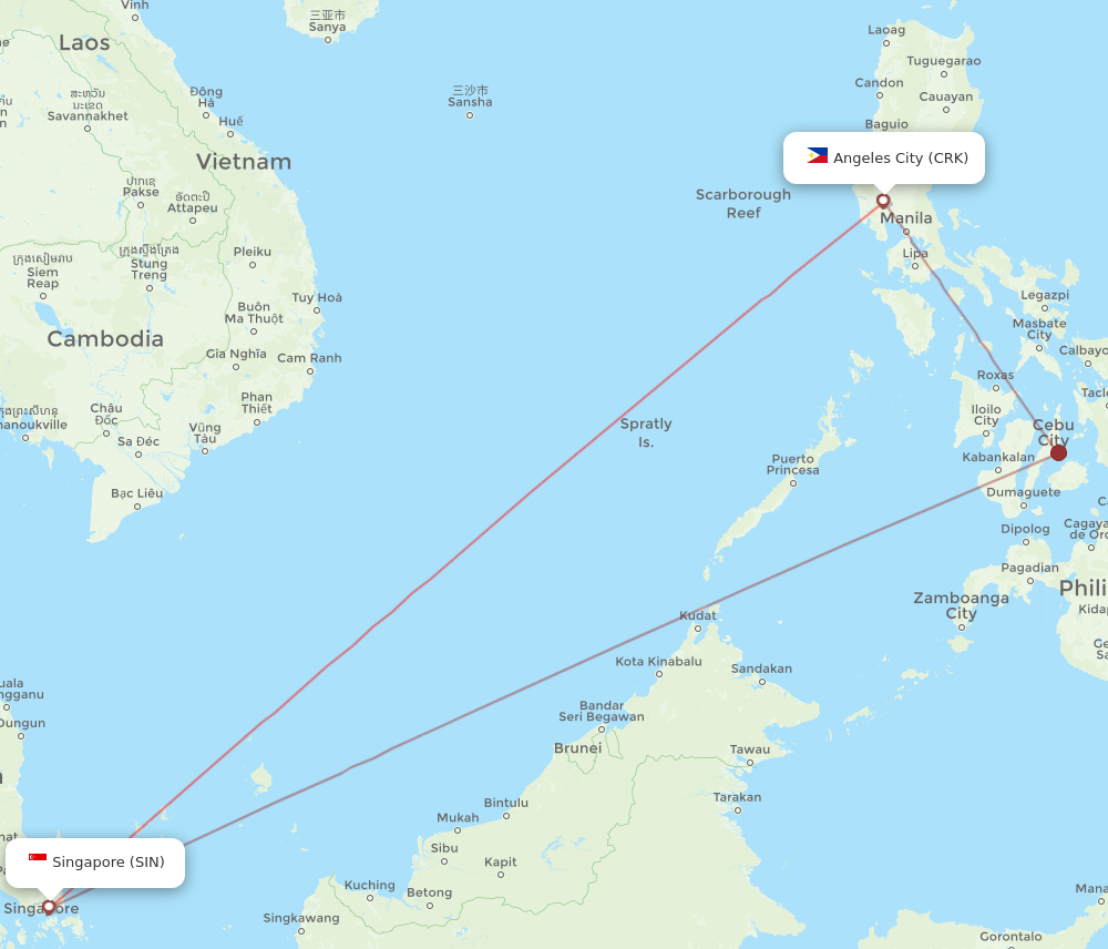 SIN to CRK flights and routes map