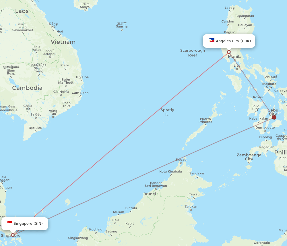 SIN to CRK flights and routes map