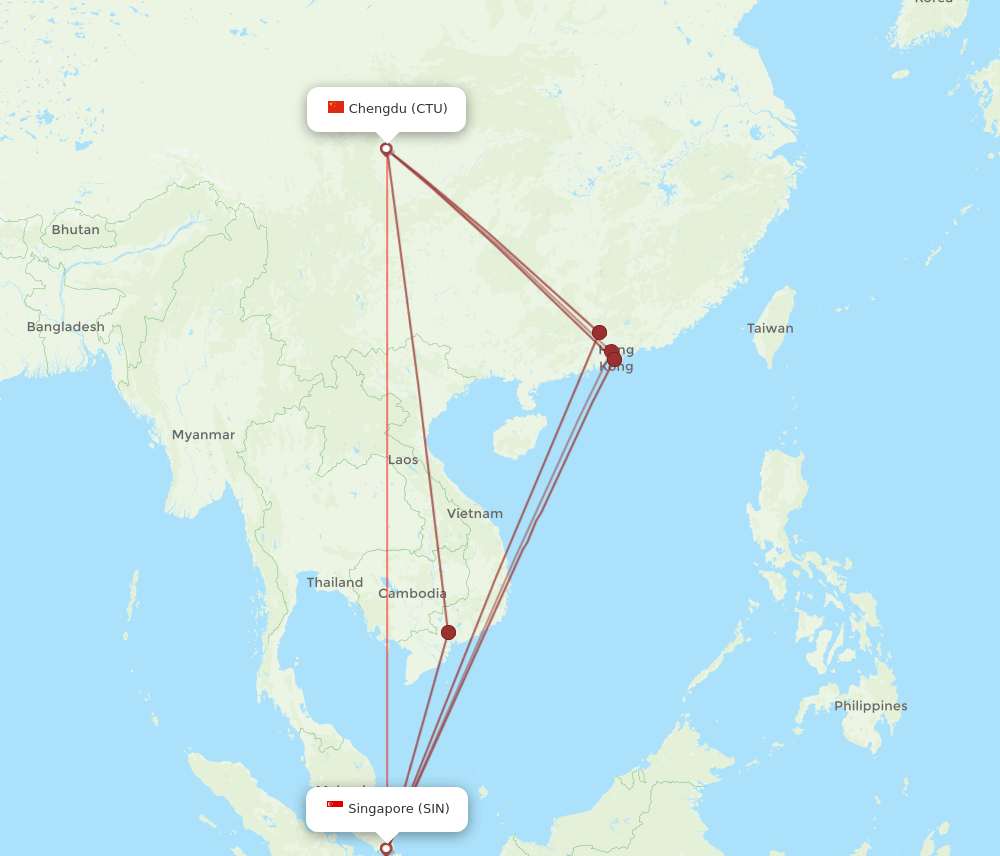 SIN-CTU flight routes