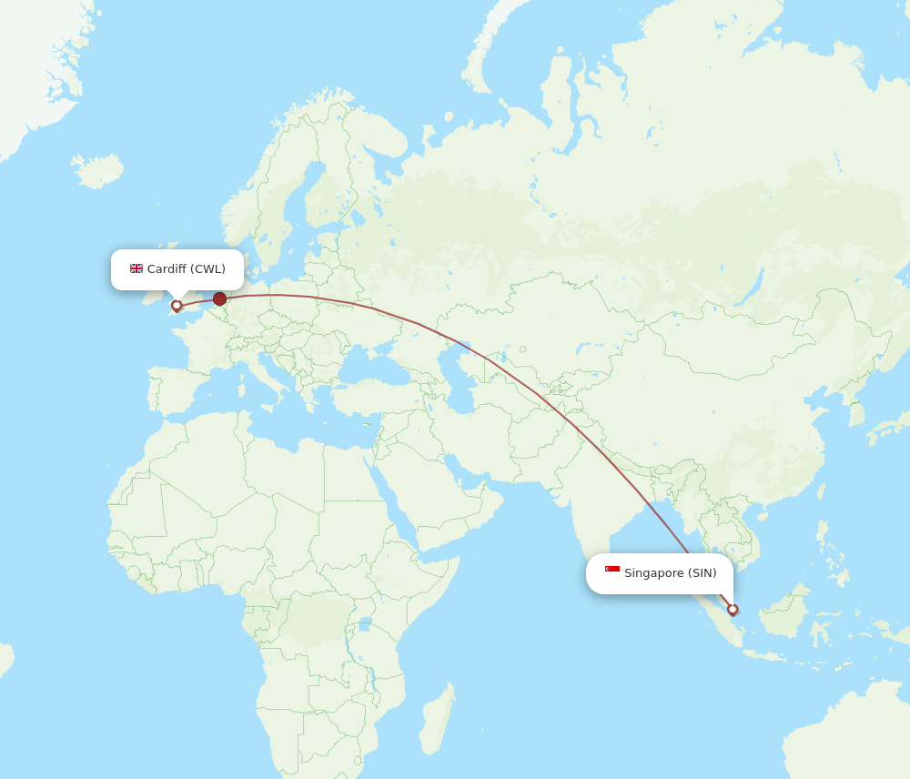 SIN-CWL flight routes
