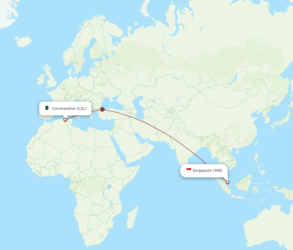 SIN to CZL flights and routes map