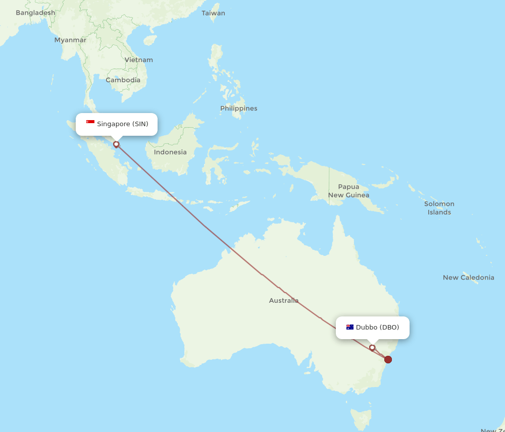 SIN-DBO flight routes