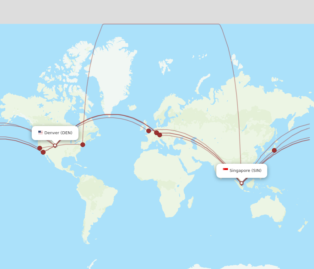 SIN-DEN flight routes