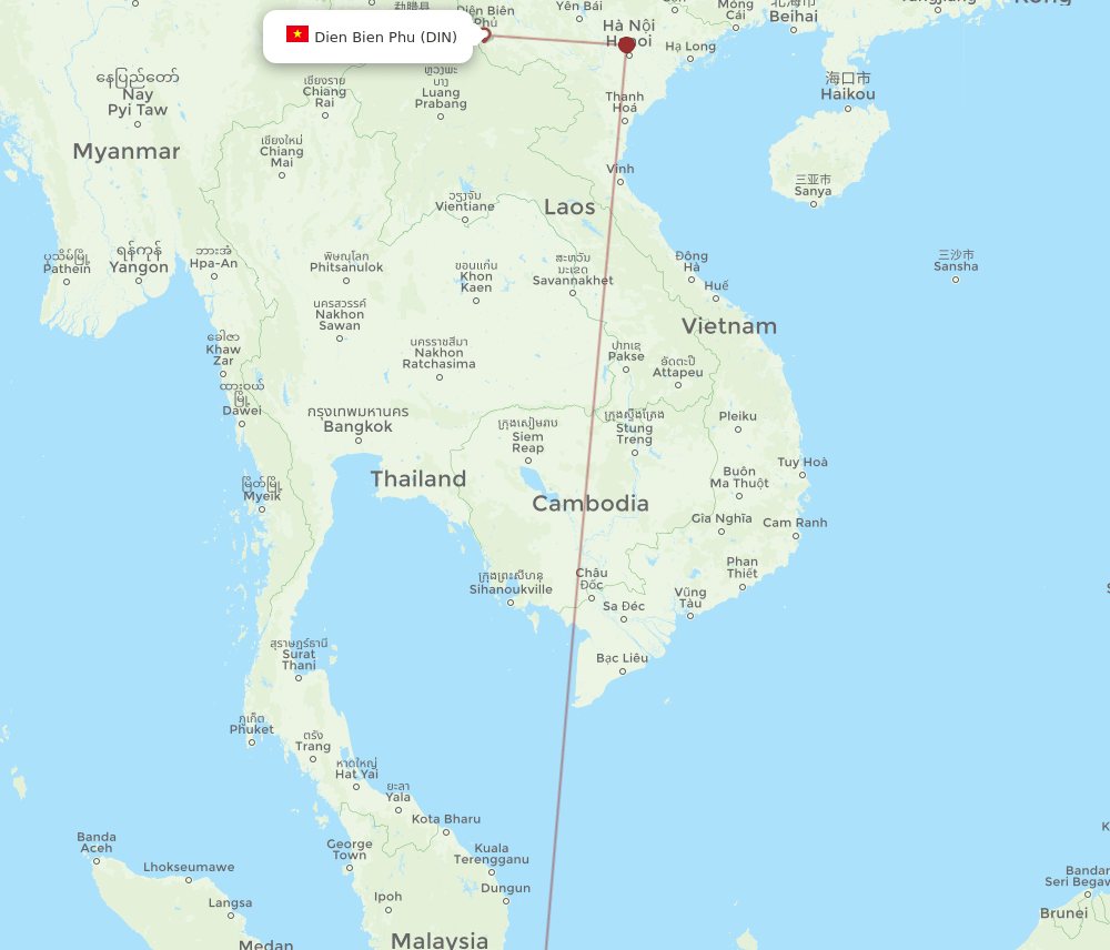 SIN to DIN flights and routes map