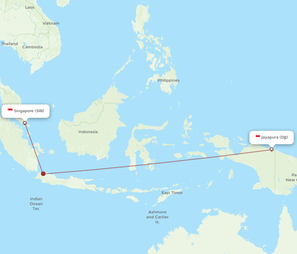 SIN-DJJ flight routes