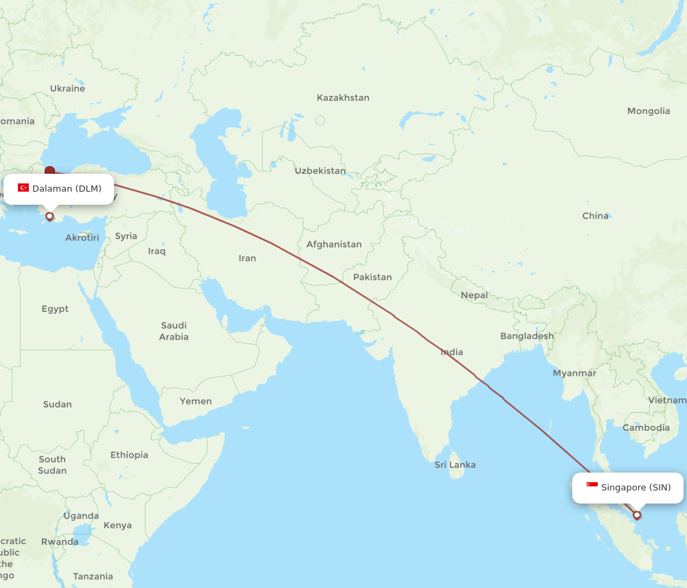 SIN-DLM flight routes