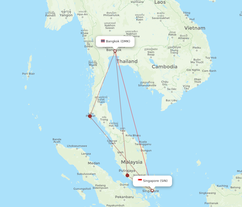 SIN to DMK flights and routes map