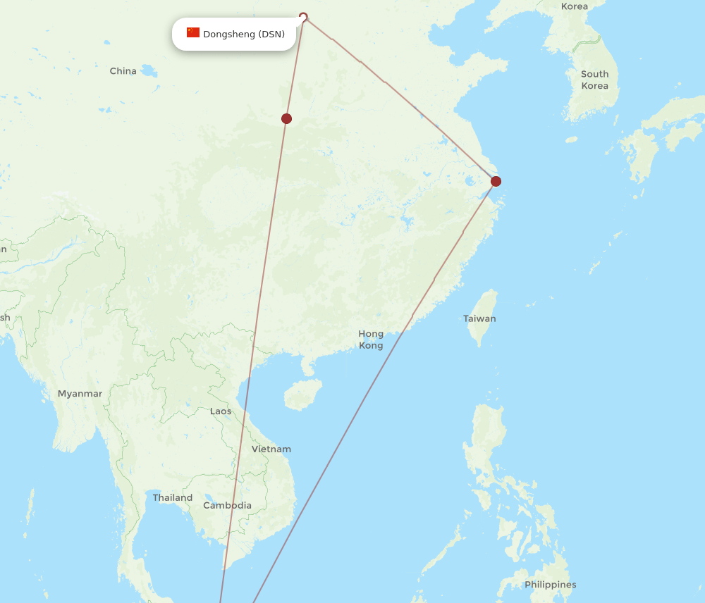 SIN-DSN flight routes